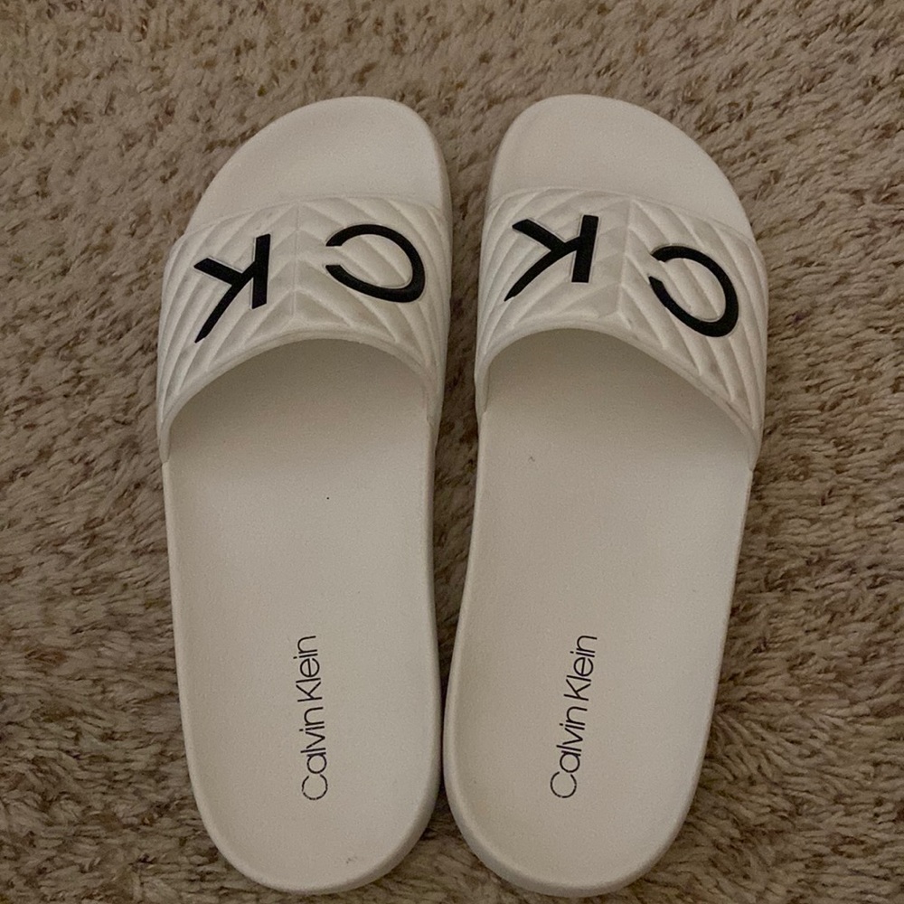 Calvin Klein White Slides